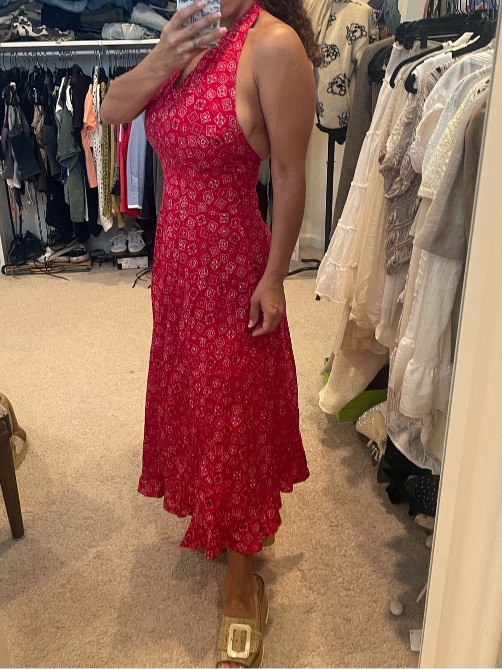 Vintage 70’s handmade bandana halter dress Size XS